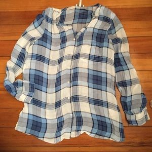 Joie Blue Plaid Button Down
